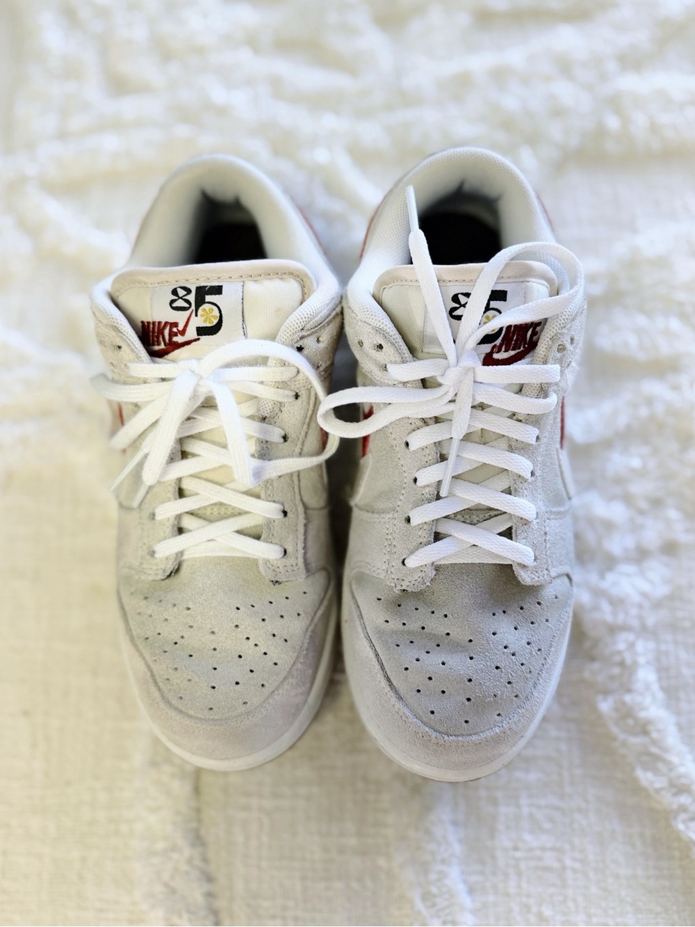 Nike Dunk Low SE 85 Double Swoosh Sail Red Women’s 5 Suede Sneakers
